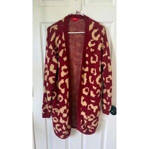 Burgundy and Cream Print cardigan